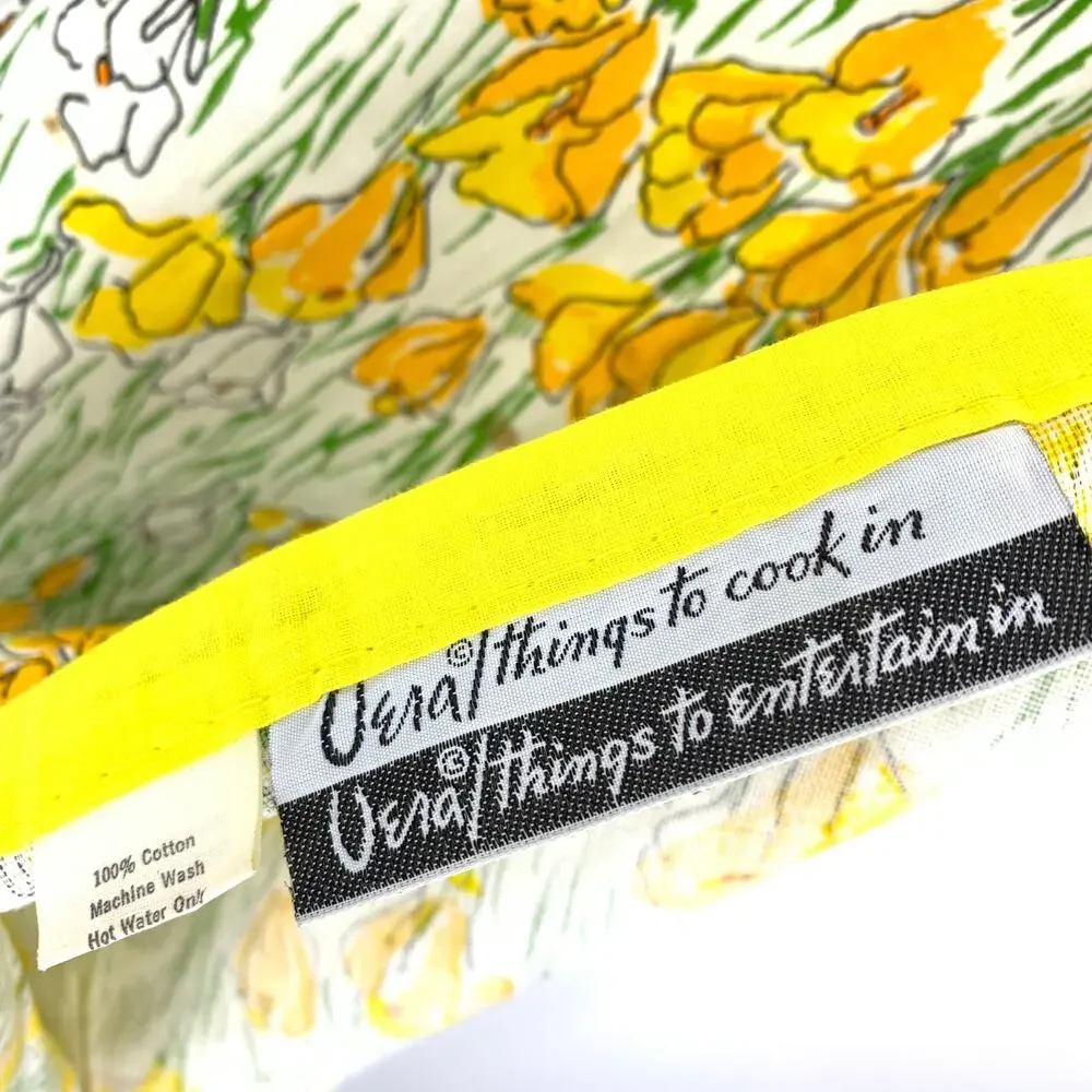 Vintage Vera Things to Cook In Apron Yellow Floral Halter Cotton Cottagecore
